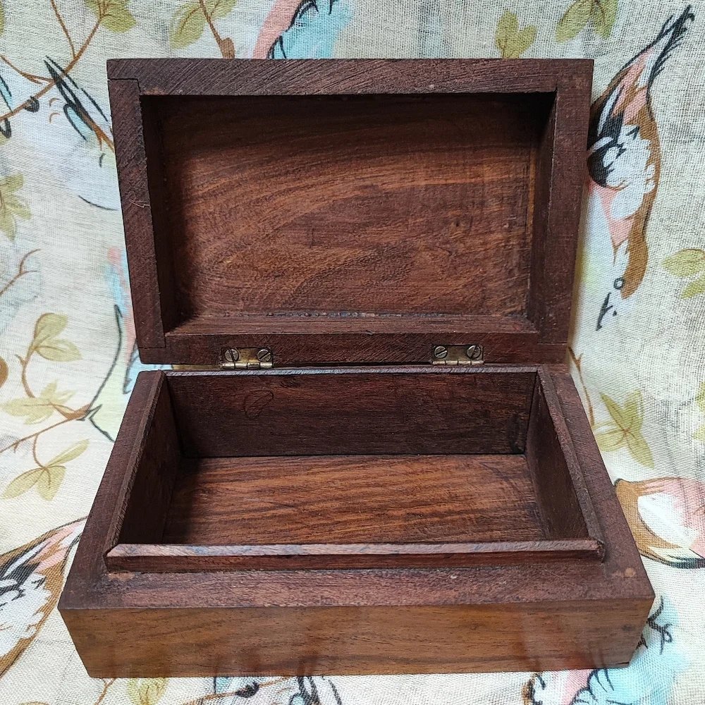 Celtic Cross Carved Wood Wooden Jewelry Craft Stash Secrets Bohemian Crafted Box